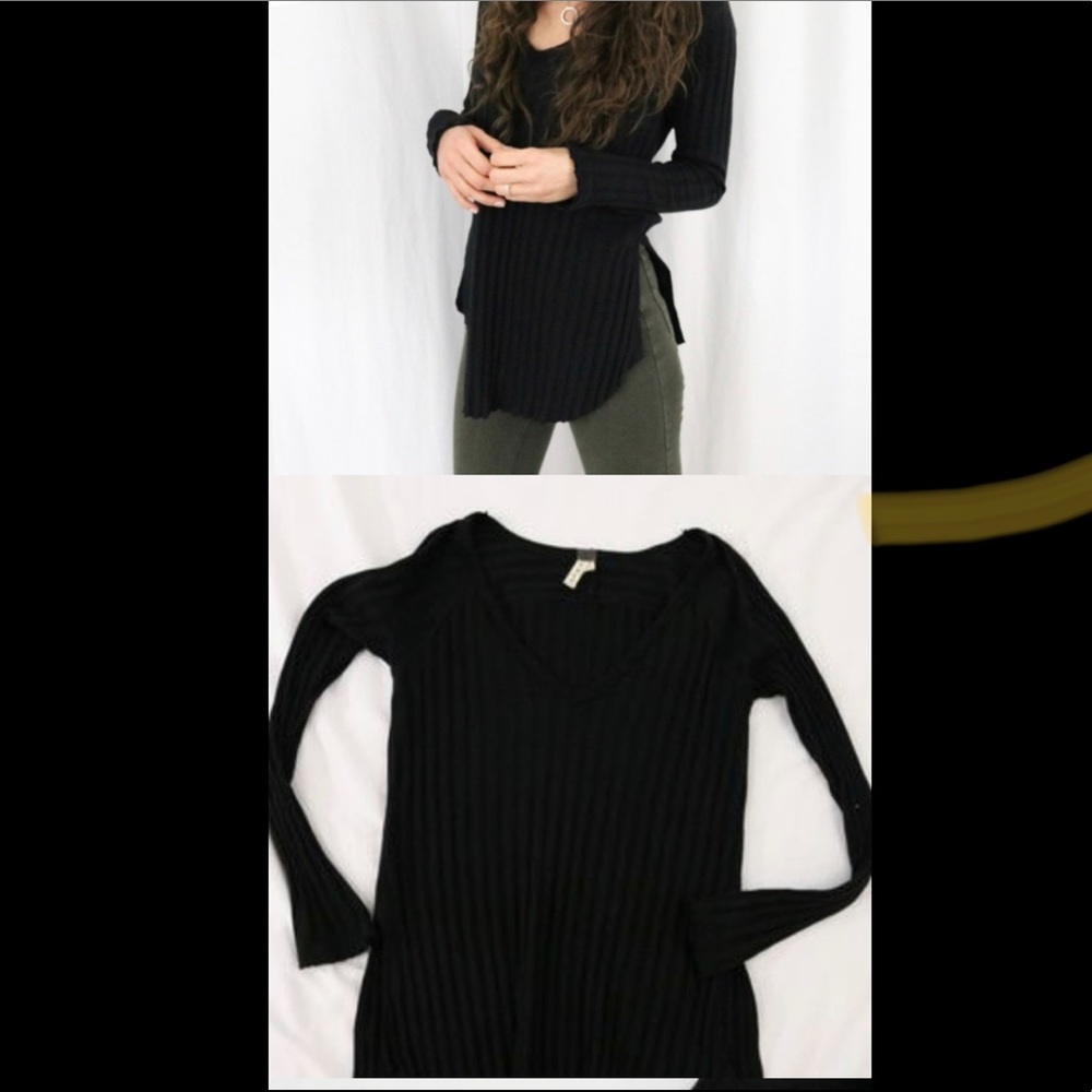 Free people // black ribbed tunic sweater